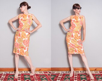 Vintage 1950's/1960's | Floral | Patterned | Cotton | Mid Century | MCM | Dress | S/M