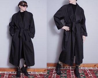 Vintage 1980's | Black | London Fog | Wool | Trench | Overcoat | Coat | L or Oversized