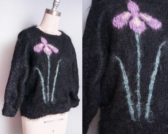 Vintage 1950's | Black | Floral | Mohair & Wool |