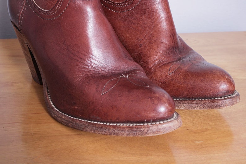 Vintage 1980's Brown Leather FRYE Cowboy Western Boots 6 image 5