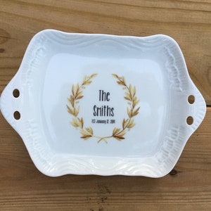 Small white ceramic tray personalized as you wish, 9x6 custom tray, Individual tray, custom photo platter, FREE shipping