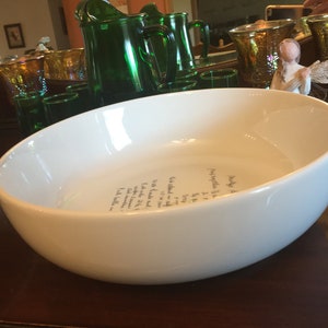 Recipe on white ceramic shallow 11-inch serving bowl, dishwasher safe, Free shipping image 1