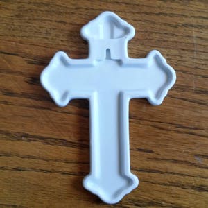 White ceramic baptismal cross, personalized baptismal cross, ceramic wall cross, FREE Shipping image 6