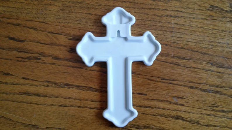 White ceramic baptismal cross, personalized baptismal cross, ceramic wall cross, FREE Shipping image 6