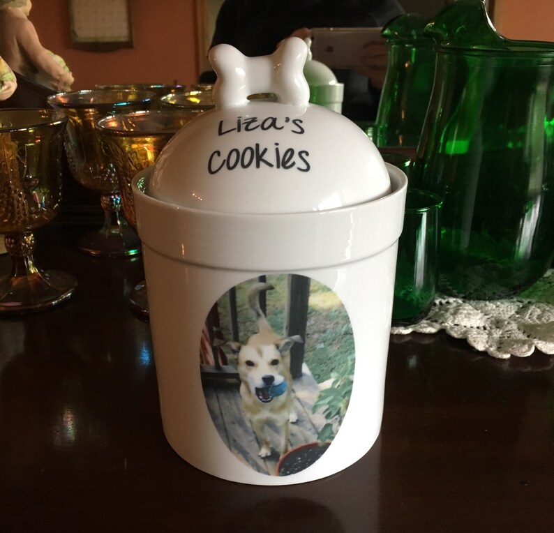 Personalized Dog Treat Jar Custom Photo and Name Dog Treat Etsy