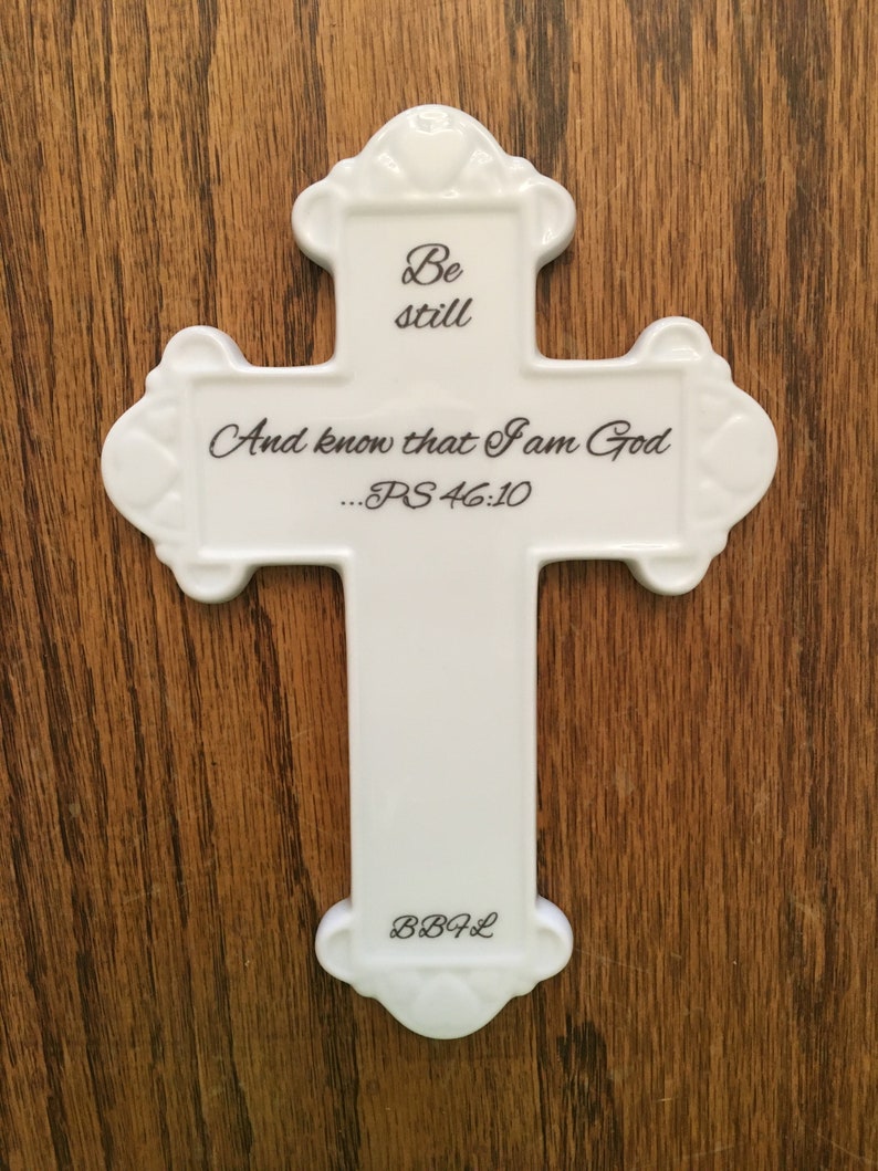White ceramic baptismal cross, personalized baptismal cross, ceramic wall cross, FREE Shipping image 8