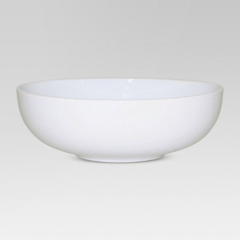 Recipe Bowl 8 Inch White Shallow Ceramic Bowl Custom Serving Etsy