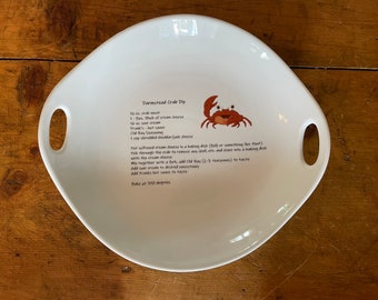 Recipe on 11 in round ceramic platter, Personalized pasta bowl with handles