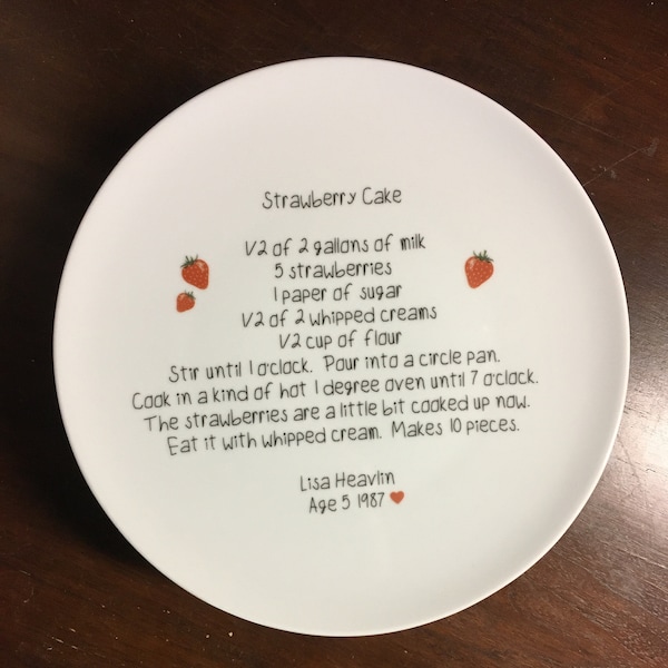 Custom Cake Plate, Custom Wedding Gift, Handwritten Recipe Cake Plate, Photo Keepsake, Heirloom Gift, Free Shipping