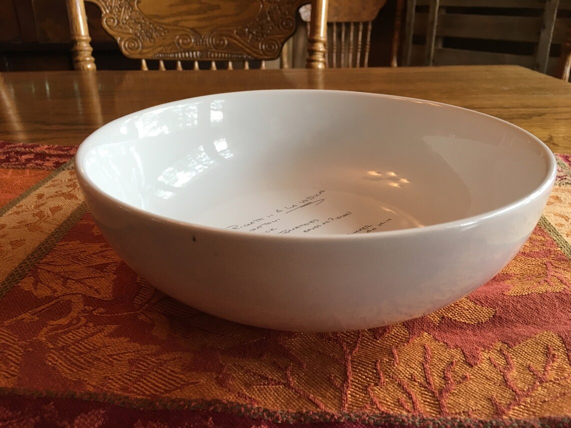 Recipe Bowl 8 Inch White Shallow Ceramic Bowl Custom Serving Etsy
