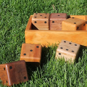 Hand Crafted Oak Lawn Dice with Carrying Tray