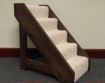 Wood Pet Steps with Carpet Runner