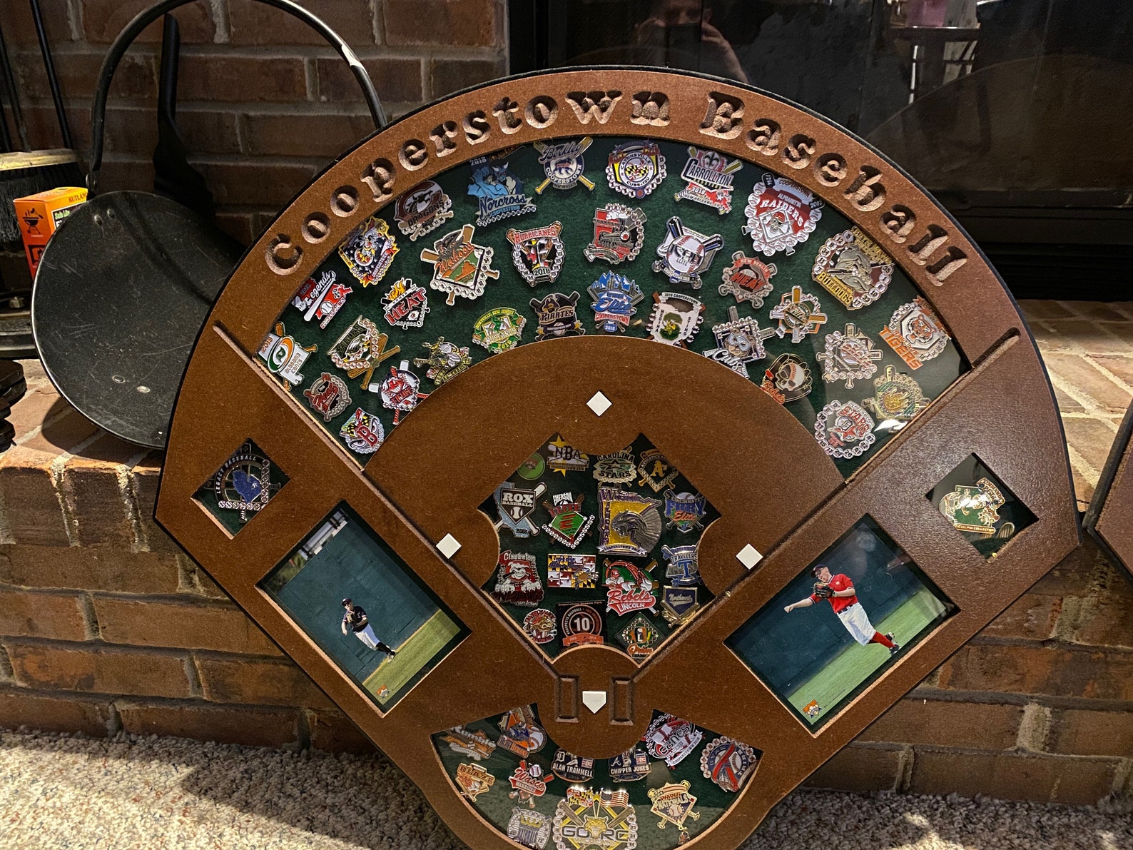Cooperstown Baseball Pin Display Case , Brown color