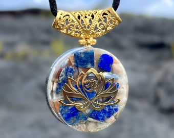 Star Gate Orgone Pendant Clairsentience - Galactic Gold Healing Necklace - 432 Hz, Ancient Solfeggio, Archangelic Frequency