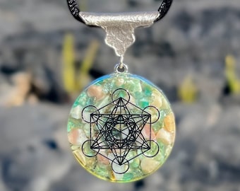 Star Gate Orgone Pendant Self Expression - Galactic Silver Healing Necklace - 432 Hz, Ancient Solfeggio, Archangelic Frequency