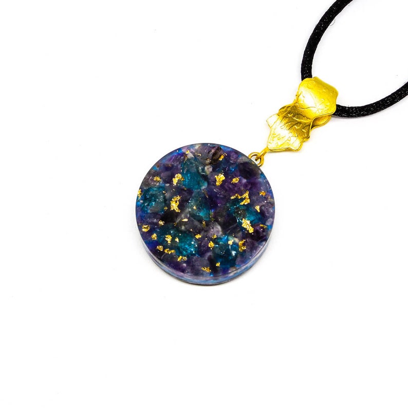 Harmonic Star Resonator - Galactic /& Archangelic Frequency 432 Hz Blue Apatite + Amethyst Ancient Solfeggio Solar Ray Gold Amulet