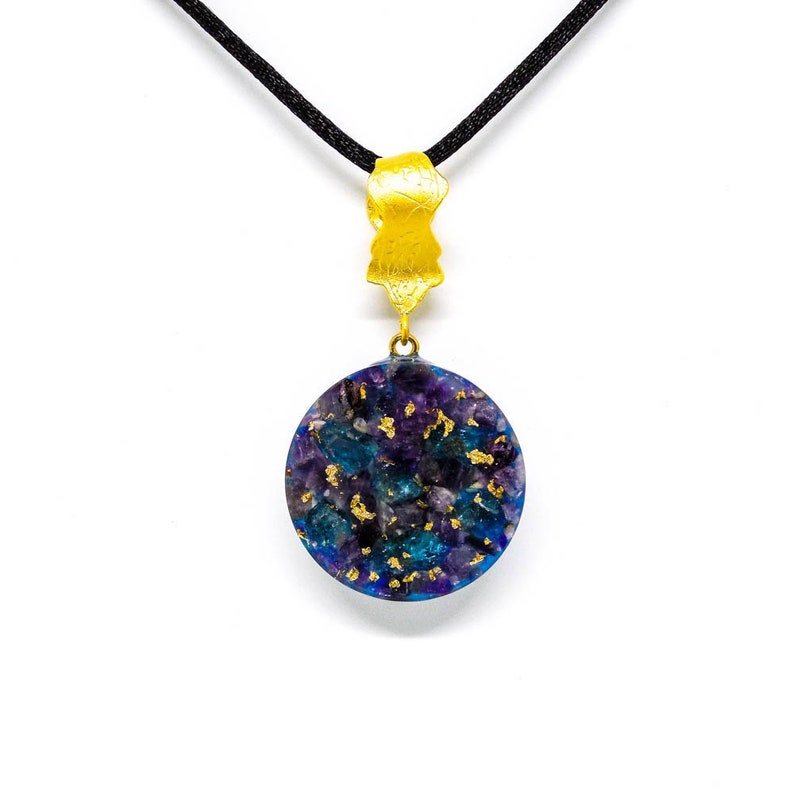 Harmonic Star Resonator - Galactic /& Archangelic Frequency 432 Hz Blue Apatite + Amethyst Ancient Solfeggio Solar Ray Gold Amulet