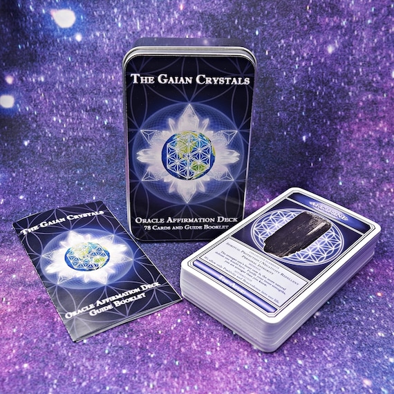 The Gaian Crystals Oracle Affirmation Deck | 78 Plastic Cards with Storage Box and Guide Booklet