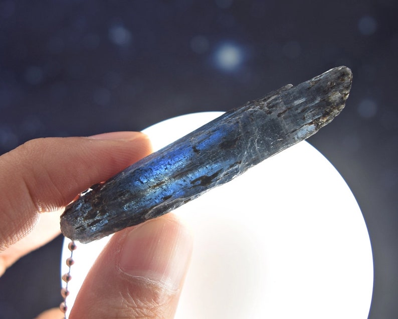 24 Gem Electric Blue Kyanite Stainless Steel Necklace