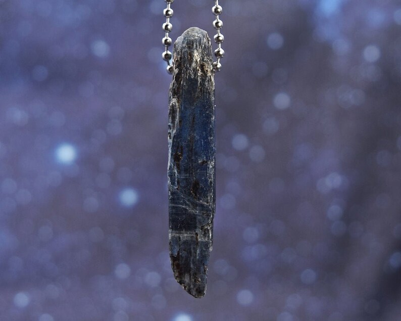 24 Gem Electric Blue Kyanite Stainless Steel Necklace