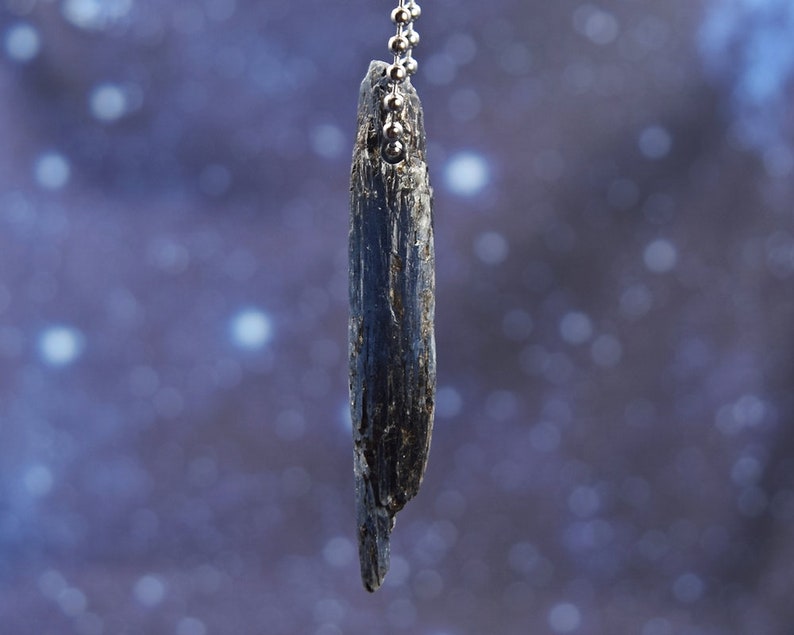 24 Gem Electric Blue Kyanite Stainless Steel Necklace