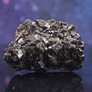 Melanite Garnet Cluster on Matrix from Mali | Black Andradite | 2.1" | 66.3 grams
