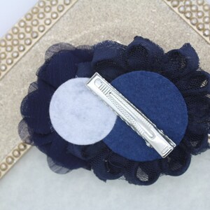 Navy blue flower girl hair clip, navy blue flower girl bow, navy blue wedding hair clip, toddler navy blue hair bow navy blue hair clip image 2