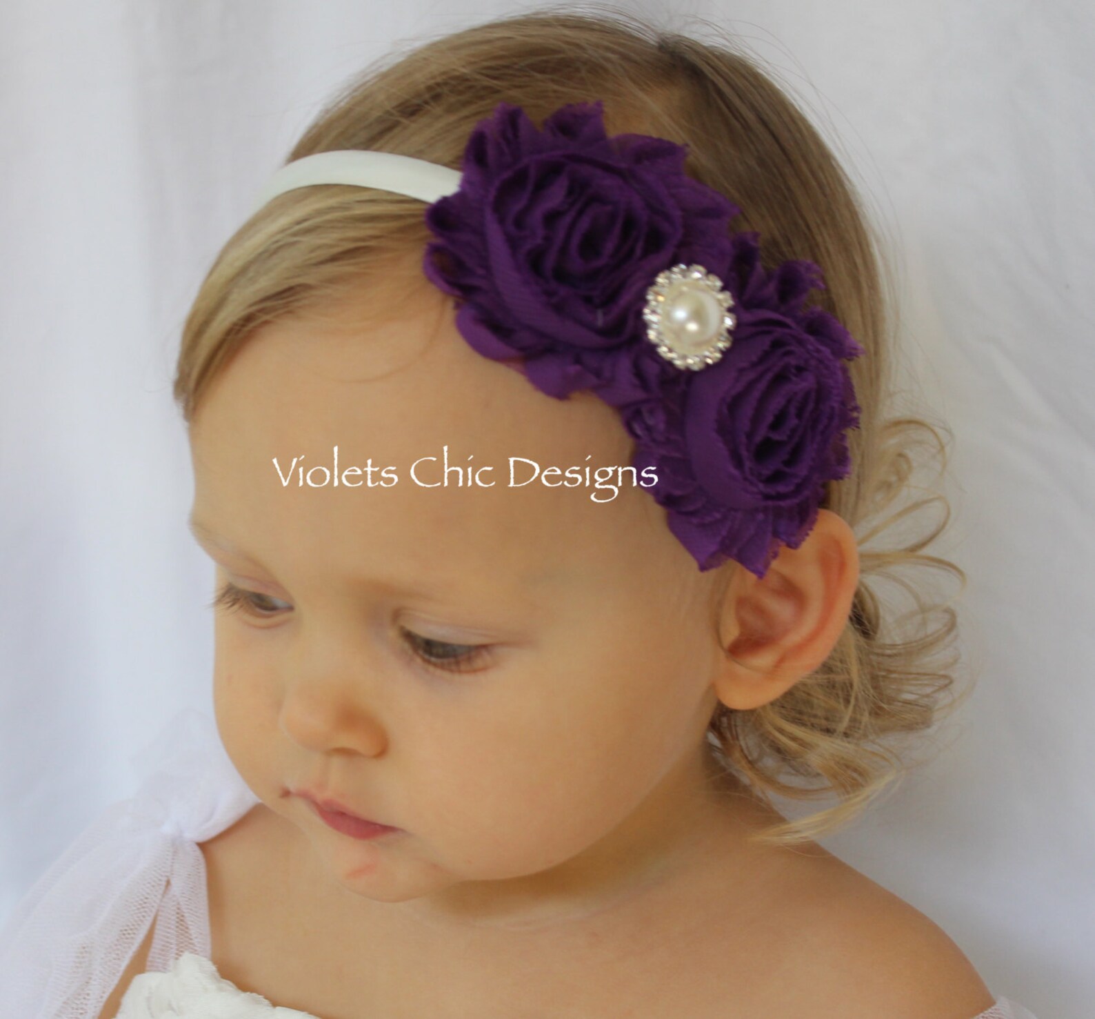 Violet Headband Purple Flower Girl Headband Violet Junior Etsy