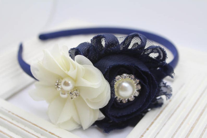 Navy Blue Headband Navy Blue Kids Headband Navy Flower Girl Etsy