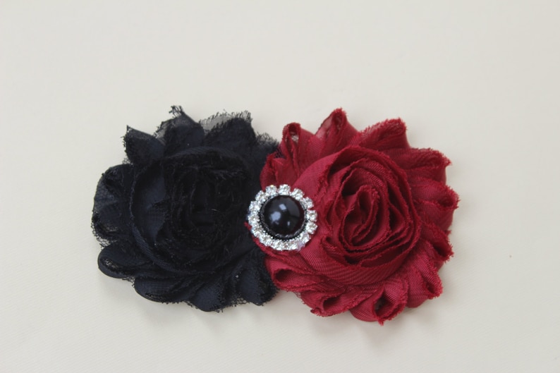 Dark Red Hair Clip Wine Flower Girl Hair Clip Burgundy Black Etsy