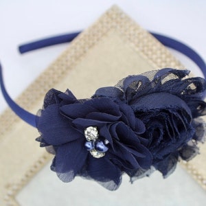 Navy blue flower girl hair clip, navy blue flower girl bow, navy blue wedding hair clip, toddler navy blue hair bow navy blue hair clip image 4