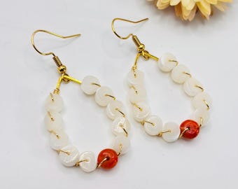 1.85" Mother of Pearl + Orange Shell