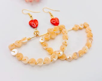 3" Red Hearts + Trochus Shell