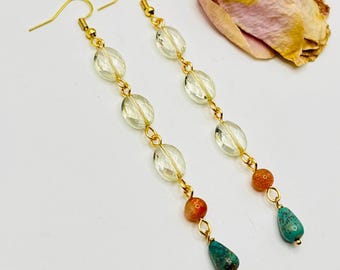 3.75" Citrine + Sunstone + Turquoise