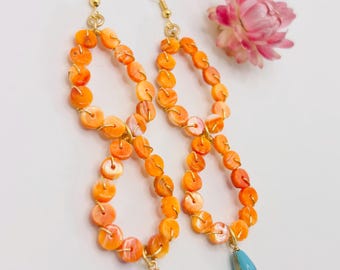 4" Orange Spiny Oyster + Turquoise