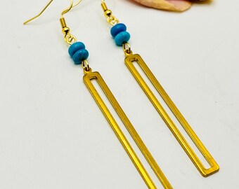 3.5" Turquoise + Brass Bar