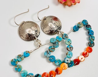3" Indian Head Nickels + Turquoise + Orange
