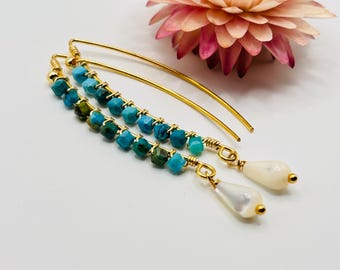 2.25" Kingman Turquoise + Mother of Pearls