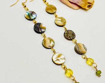 4.25" Abalone Shell + Citrine + Peridot