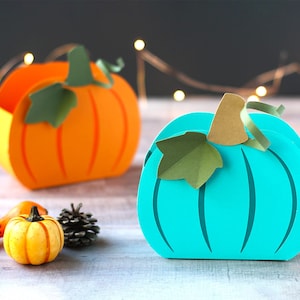 3D Paper Pumpkin Treat Box SVG File for Halloween, Thanksgiving, Fall