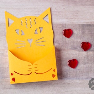 Cat Candy Holder Pocket Card Candy Holder Valentine SVG File | Valentine SVG | Instant Digital Download