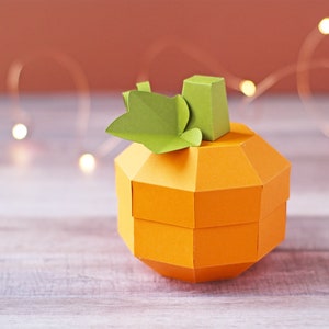 3D Paper Pumpkin Gift Box / Treat Box / Favor Box SVG File with Geometric Design for Fall, Thanksgiving, Halloween | Instant Download