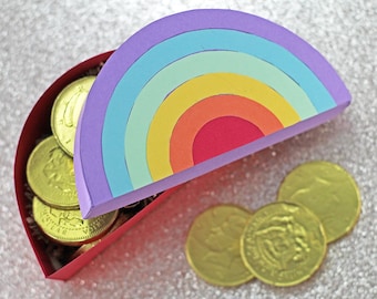 SVG File: 3D Rainbow Gift Box / Treat Box / Favor Box for St. Patrick's Day | St Patricks Day SVG | Instant Digital Download