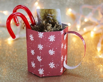 SVG File: 3D Paper Mug Gift Box / Treat Box / Christmas Party Favor SVG Cut File | Christmas SVG | Instant Digital Download