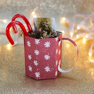 File SVG: 3D Paper Mug Gift Box / Treat Box / Christmas Party Favor SVG Cut File / Christmas SVG / Instant Digital Download