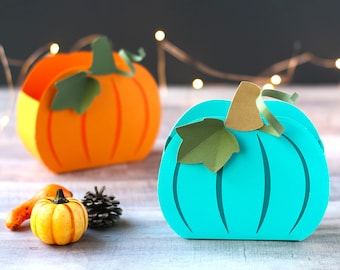3D Paper Pumpkin Treat Box SVG File for Halloween, Thanksgiving, Fall