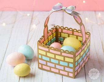 3D Woven Easter Basket SVG Cut File with Paper Bow SVG | Easter SVG | Instant Digital Download