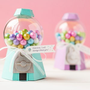 Mini 3D GumBall Maschine SVG Cut Dateien + Valentine Tags PDF, PNG für Valentinstag, 3D GumBall Maschine Valentine SVG Digital Download