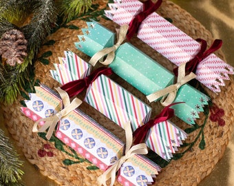 Christmas Paper Cracker SVG, Bundle of 4 Christmas Paper Crackers: Tree, Star, Snowflake, Zig Zag Christmas Crackers SVG Cut Files Download