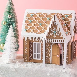 3D Gingerbread House SVG Cut File - 3D Paper Gingerbread House Christmas SVG-bestand voor Cricut, Silhouette, Brother - Instant Digital Download